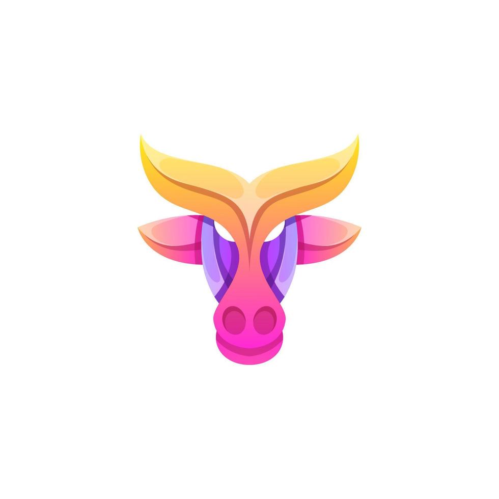 vettore logo illustrazione mucca pendenza colorato stile