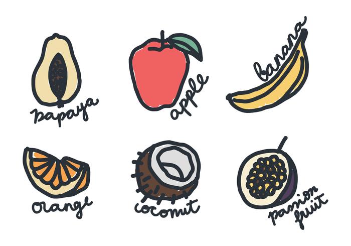 Doodles di frutta vettore