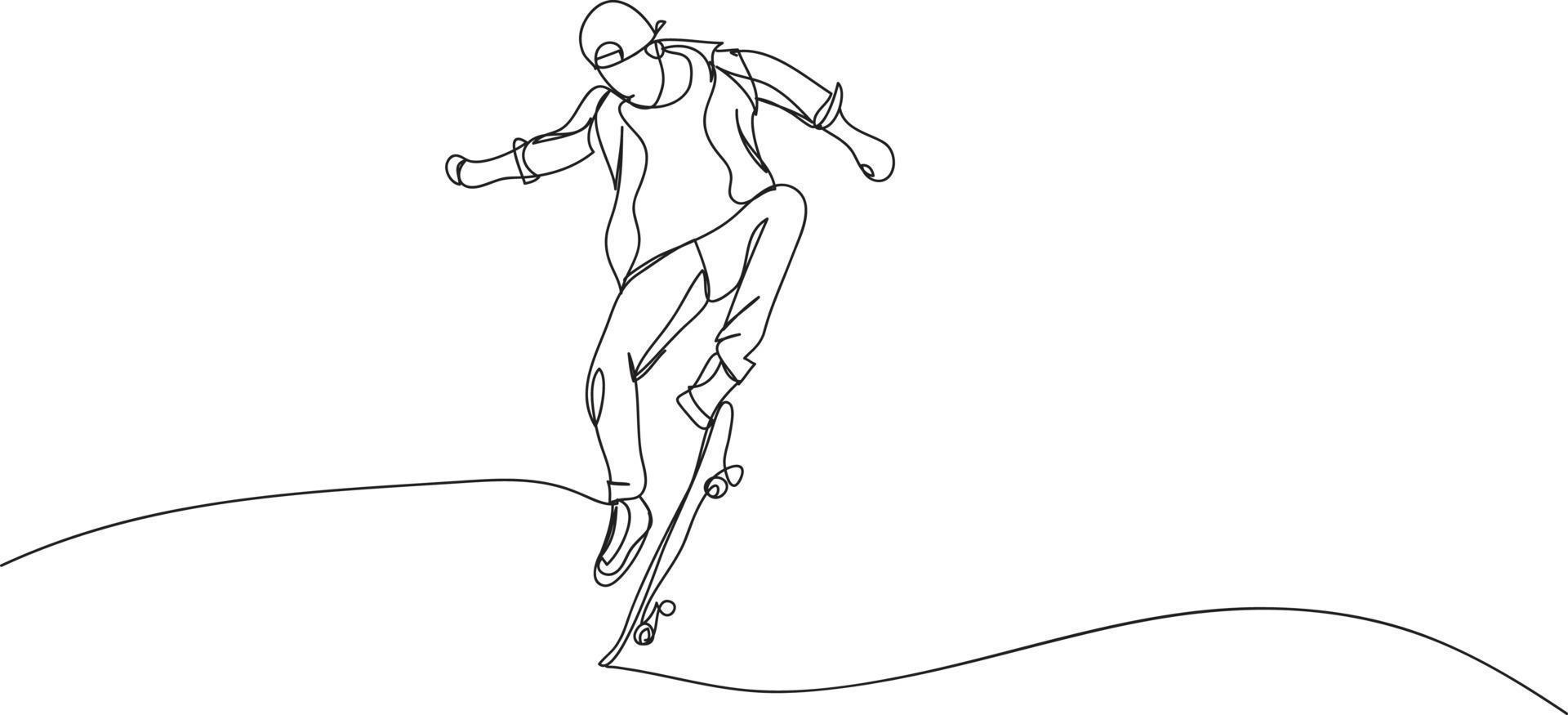 skateboard linea disegno illustrazione. vettore