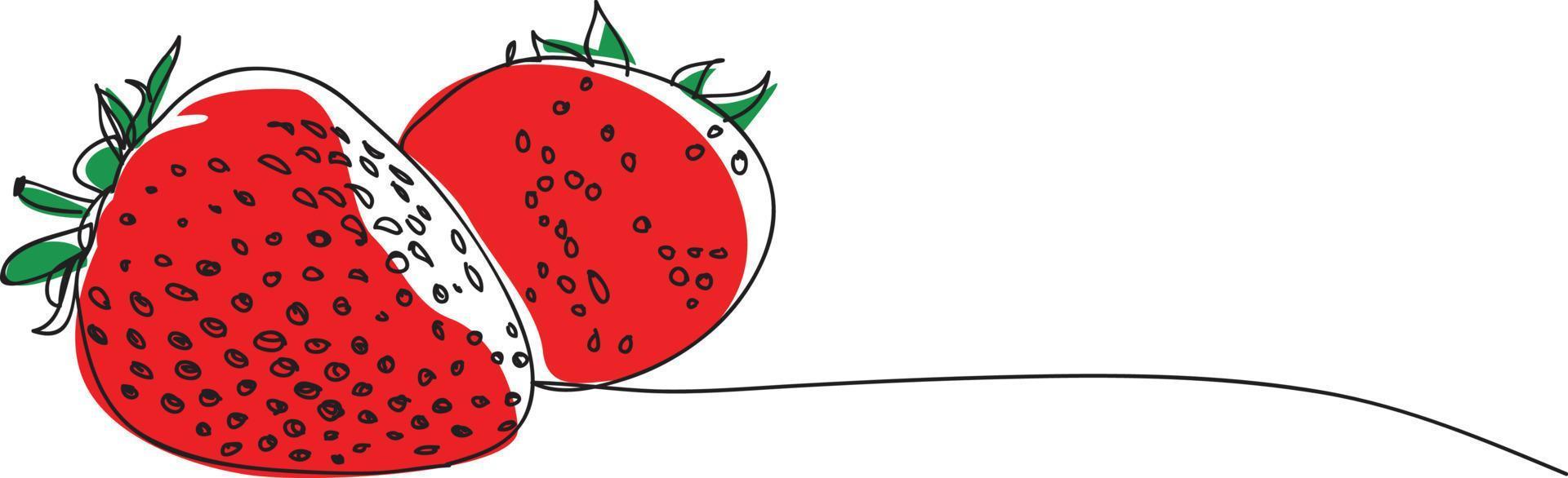 fragola linea disegno vettore illustrazione.