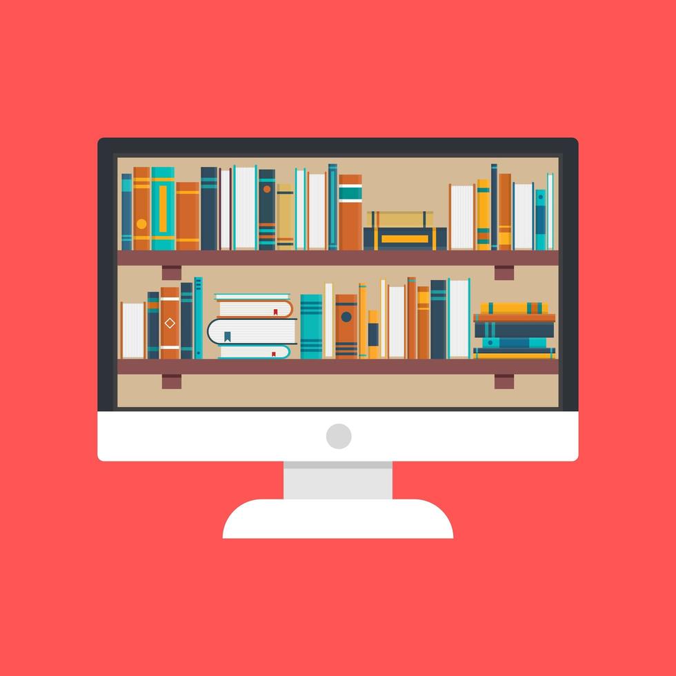 biblioteca online e concetto di istruzione vettore