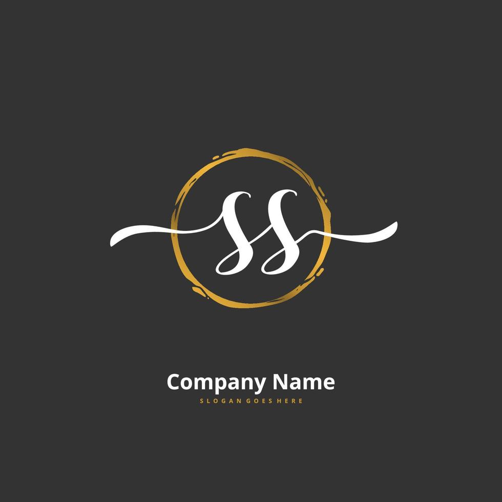 ss iniziale grafia e firma logo design con cerchio. bellissimo design manoscritto logo per moda, squadra, nozze, lusso logo. vettore