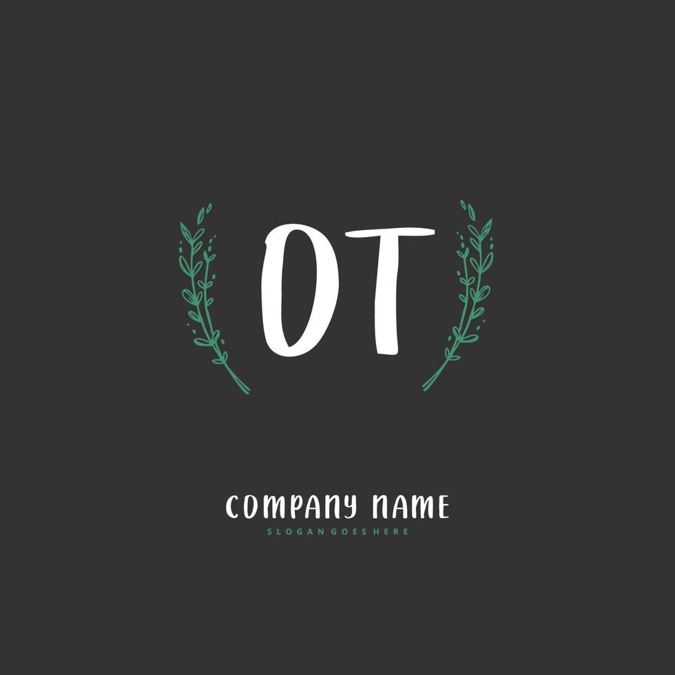 ot iniziale grafia e firma logo design con cerchio. bellissimo design manoscritto logo per moda, squadra, nozze, lusso logo. vettore