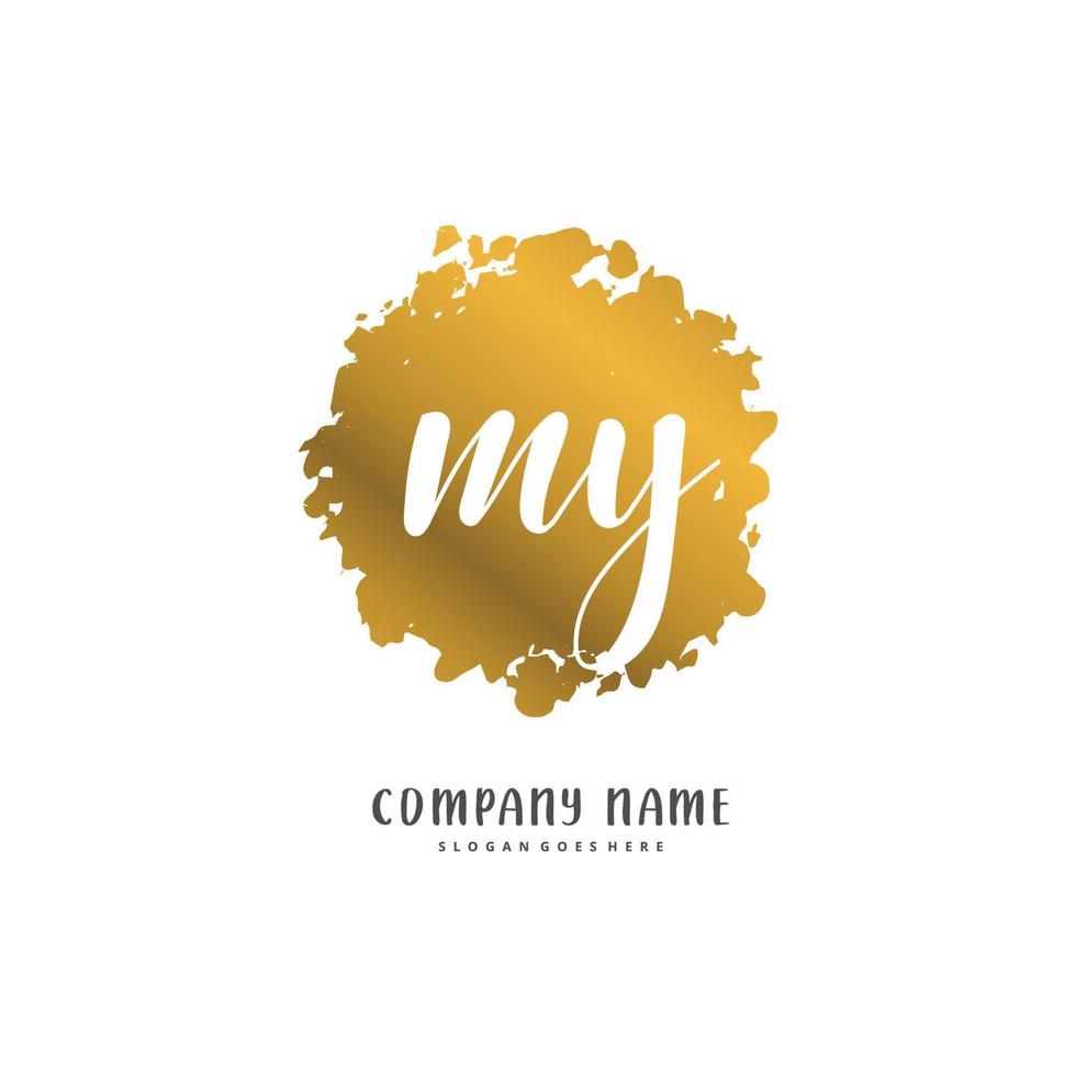 mio iniziale grafia e firma logo design con cerchio. bellissimo design manoscritto logo per moda, squadra, nozze, lusso logo. vettore