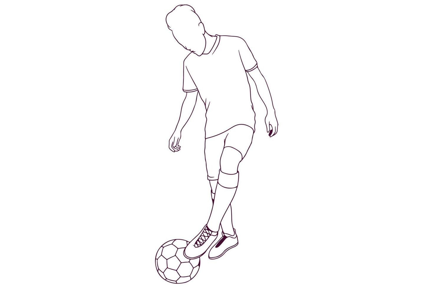 calcio giocatore dribbling mano disegnato stile vettore illustrazione