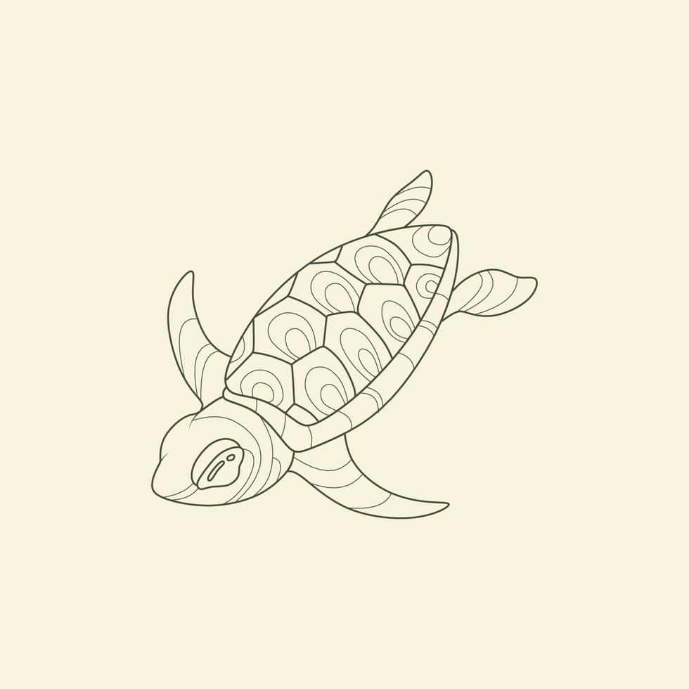 tartaruga linea arte vettore. tartaruga linea arte grafico design per colorazione libro e parete decorazione vettore