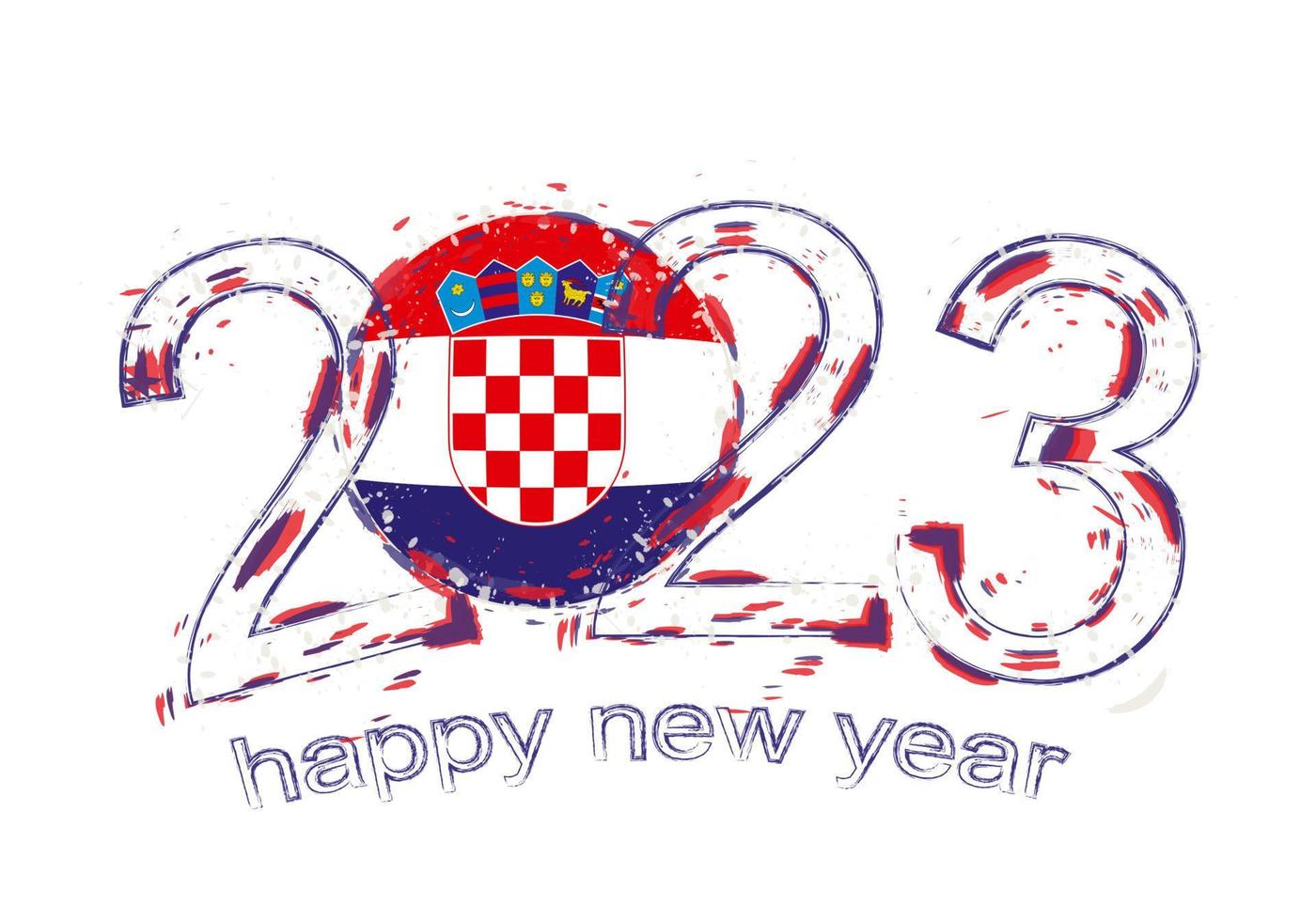 2023 anno nel grunge stile con bandiera di Croazia. vettore