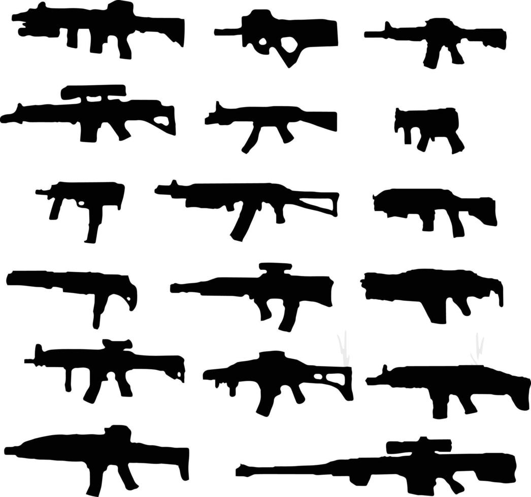 il impostato di pistola silhouette collezione vettore