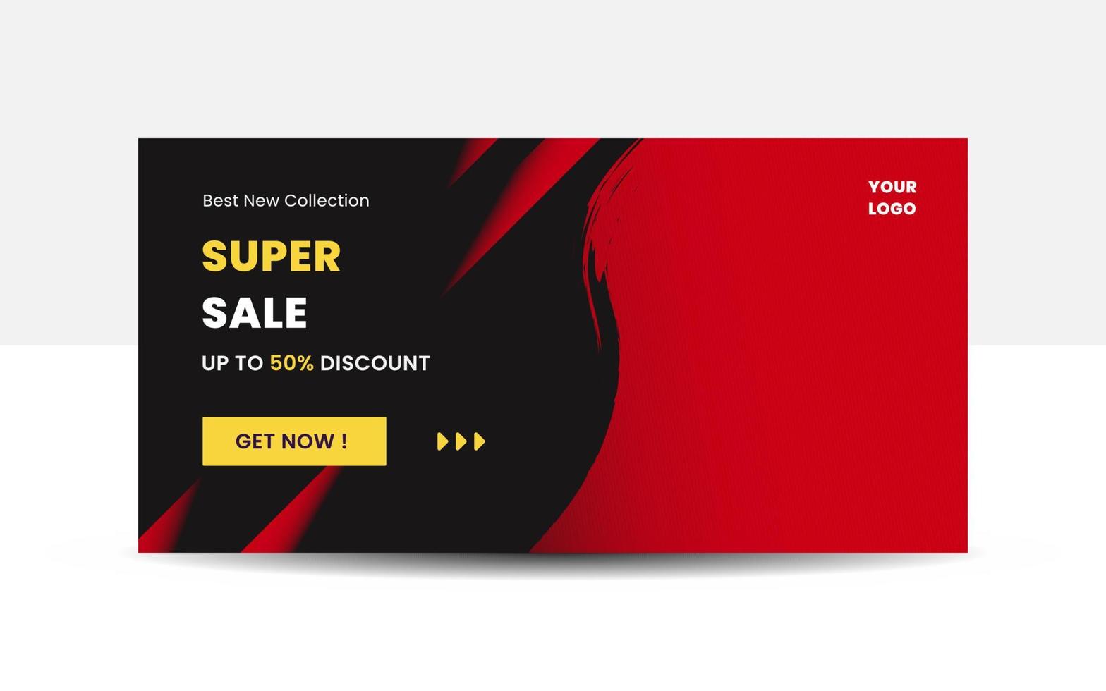 super vendita bandiera design con sconto notifica, buio bandiera con Nero, rosso, e giallo colore combinazione. vettore