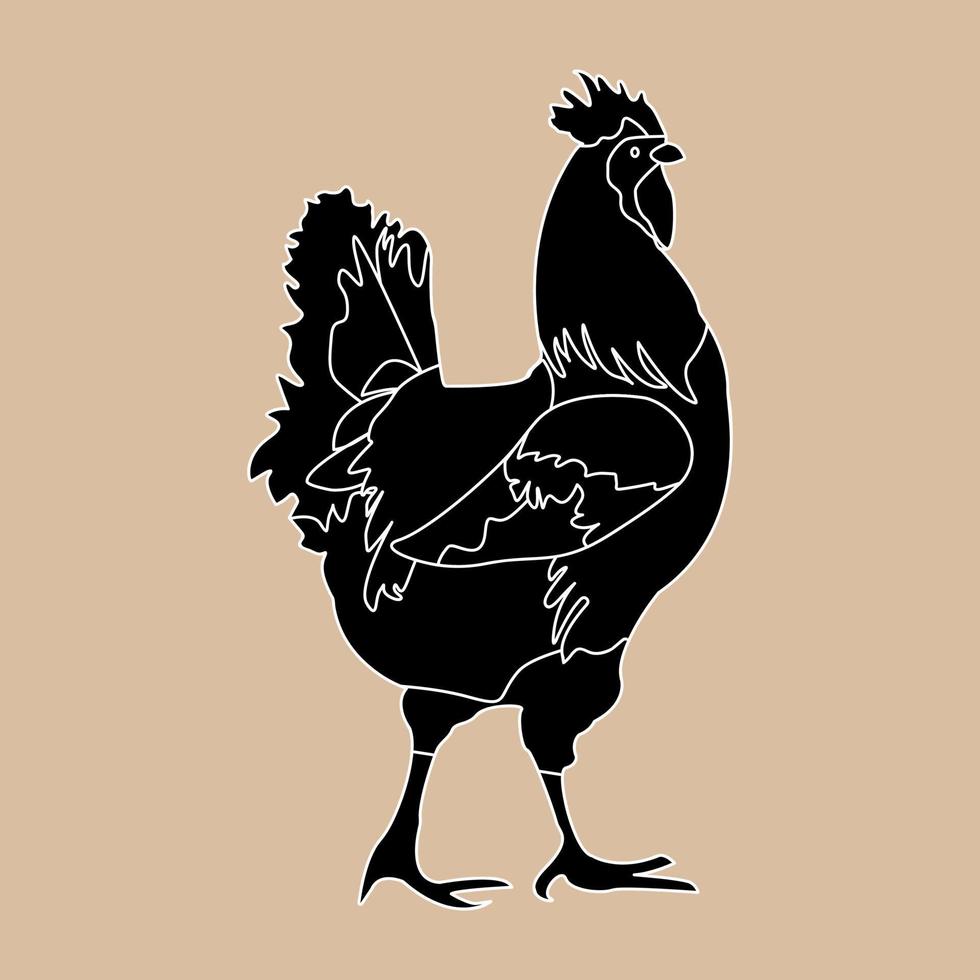 nero e bianca silhouette di un' gallo. vettore illustrazione