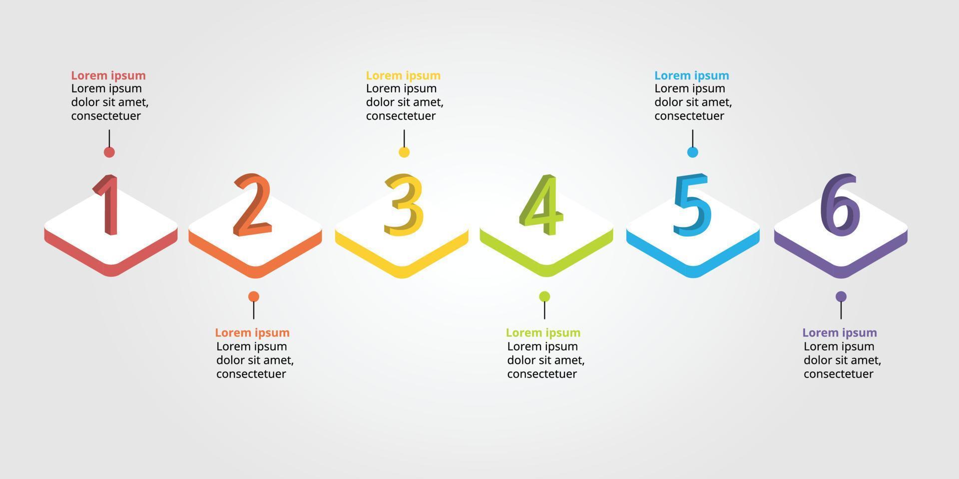 sequenza temporale passo grafico modello per Infografica per presentazione per 6 elemento vettore