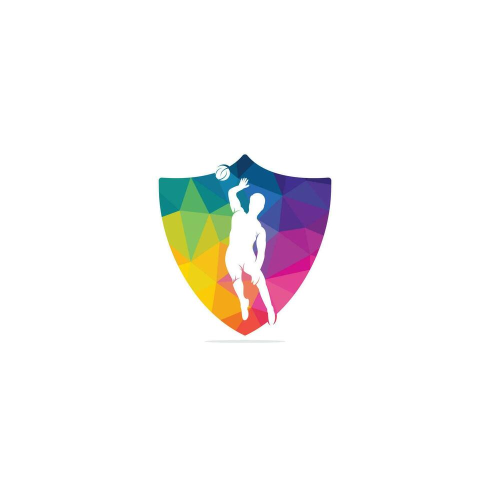 astratto pallavolo giocatore salto vettore logo design.