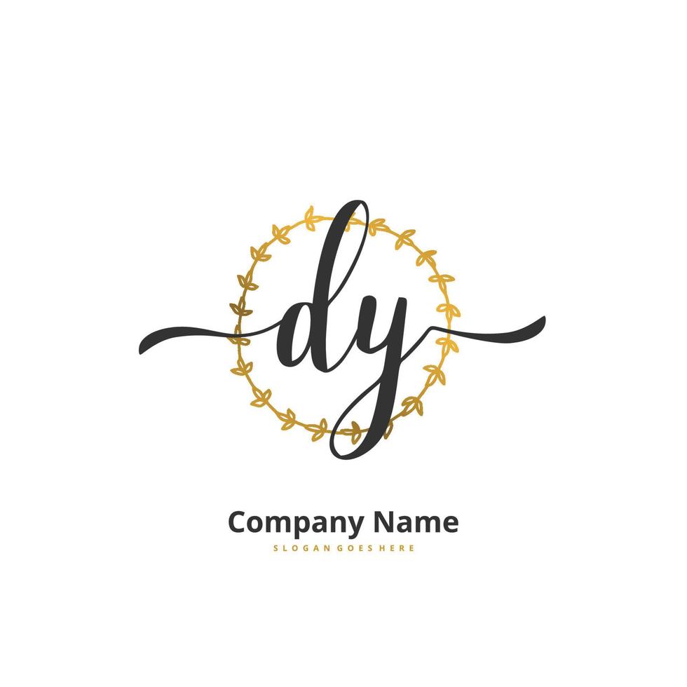 dy iniziale grafia e firma logo design con cerchio. bellissimo design manoscritto logo per moda, squadra, nozze, lusso logo. vettore