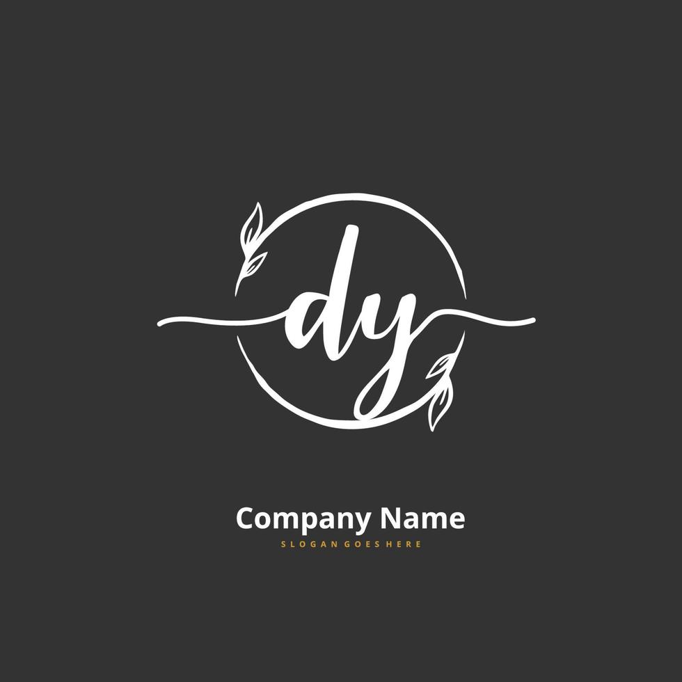 dy iniziale grafia e firma logo design con cerchio. bellissimo design manoscritto logo per moda, squadra, nozze, lusso logo. vettore