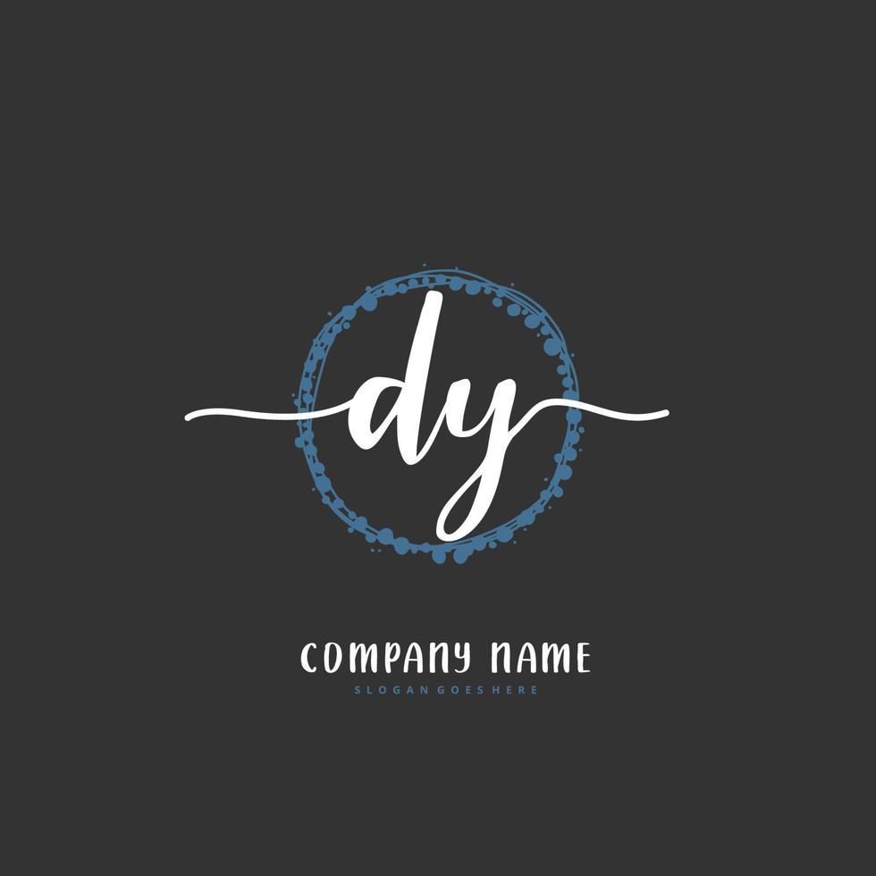 dy iniziale grafia e firma logo design con cerchio. bellissimo design manoscritto logo per moda, squadra, nozze, lusso logo. vettore