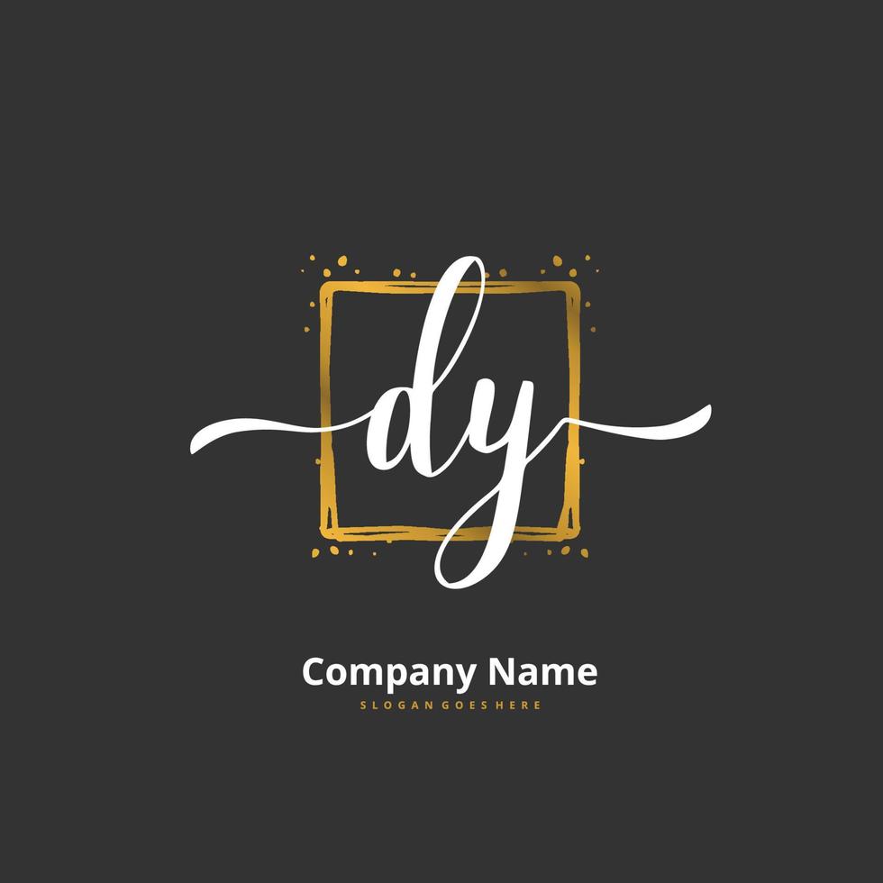 dy iniziale grafia e firma logo design con cerchio. bellissimo design manoscritto logo per moda, squadra, nozze, lusso logo. vettore