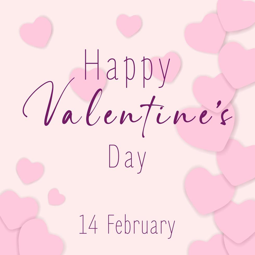 bellissimo saluto carta. contento san valentino giorno frase con rosa cuori. elegante testo per romantico Data, invito, san valentino, romanza cena di amorevole coppia. vettore piatto illustrazione