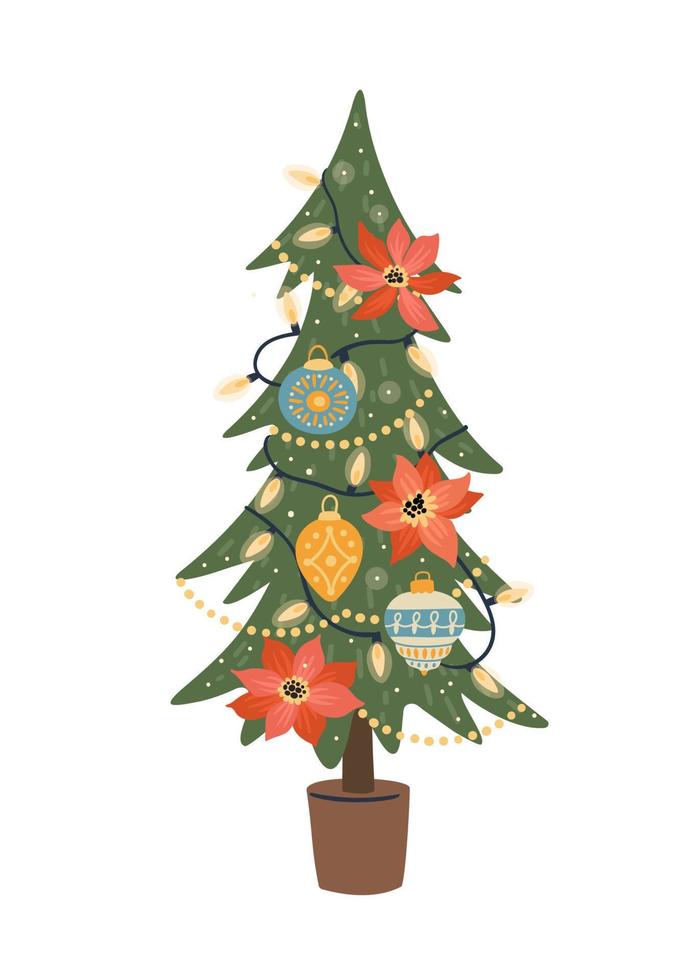 Natale e contento nuovo anno isolato illustrazione di Natale albero. vettore design modello.