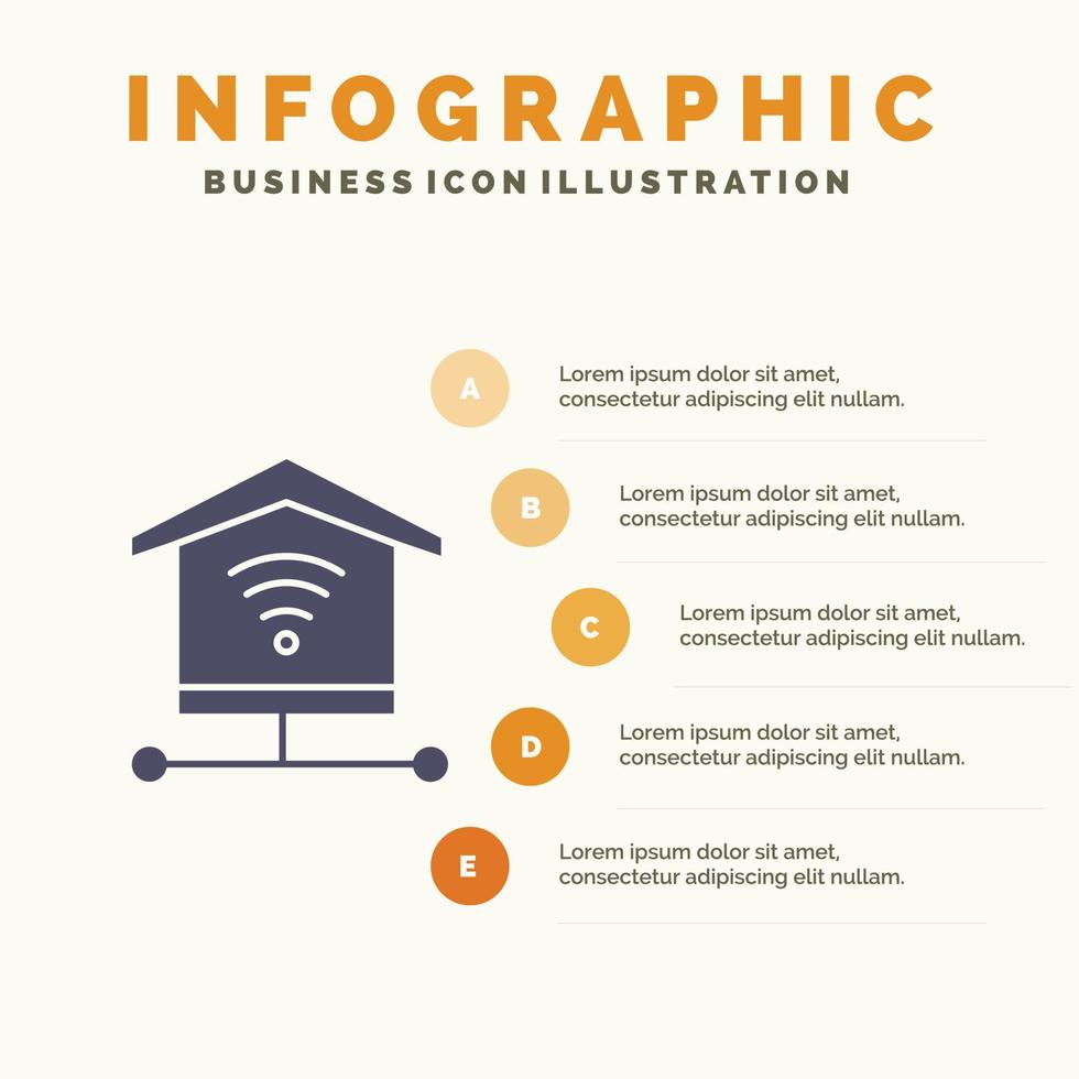 sicurezza Internet segnale solido icona infografica 5 passaggi presentazione sfondo vettore