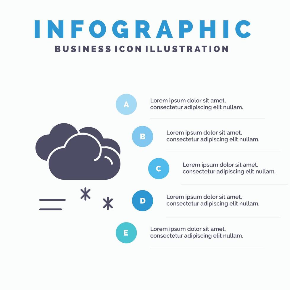 nube pioggia previsione pioggia piovoso tempo metereologico solido icona infografica 5 passaggi presentazione sfondo vettore