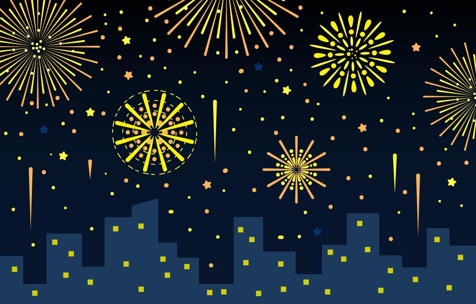 fuochi d'artificio paesaggio urbano illustrazione vettore