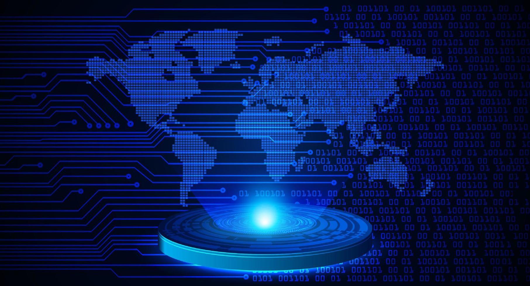 moderno mondo carta geografica olografico proiettore su tecnologia sfondo vettore