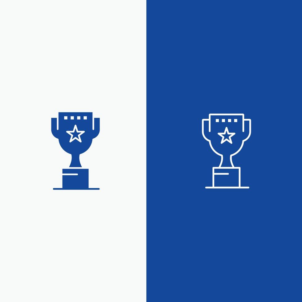 premio superiore posizione ricompensa linea e glifo solido icona blu bandiera linea e glifo solido icona blu banne vettore
