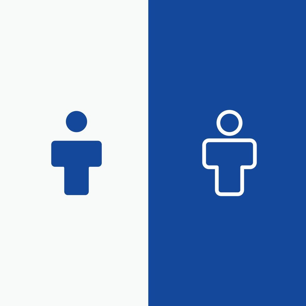 avatar maschio persone profilo linea e glifo solido icona blu bandiera linea e glifo solido icona blu bann vettore