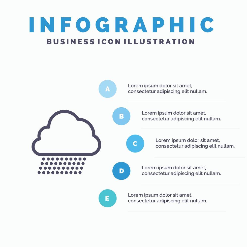 cielo pioggia nube natura primavera linea icona con 5 passaggi presentazione infografica sfondo vettore
