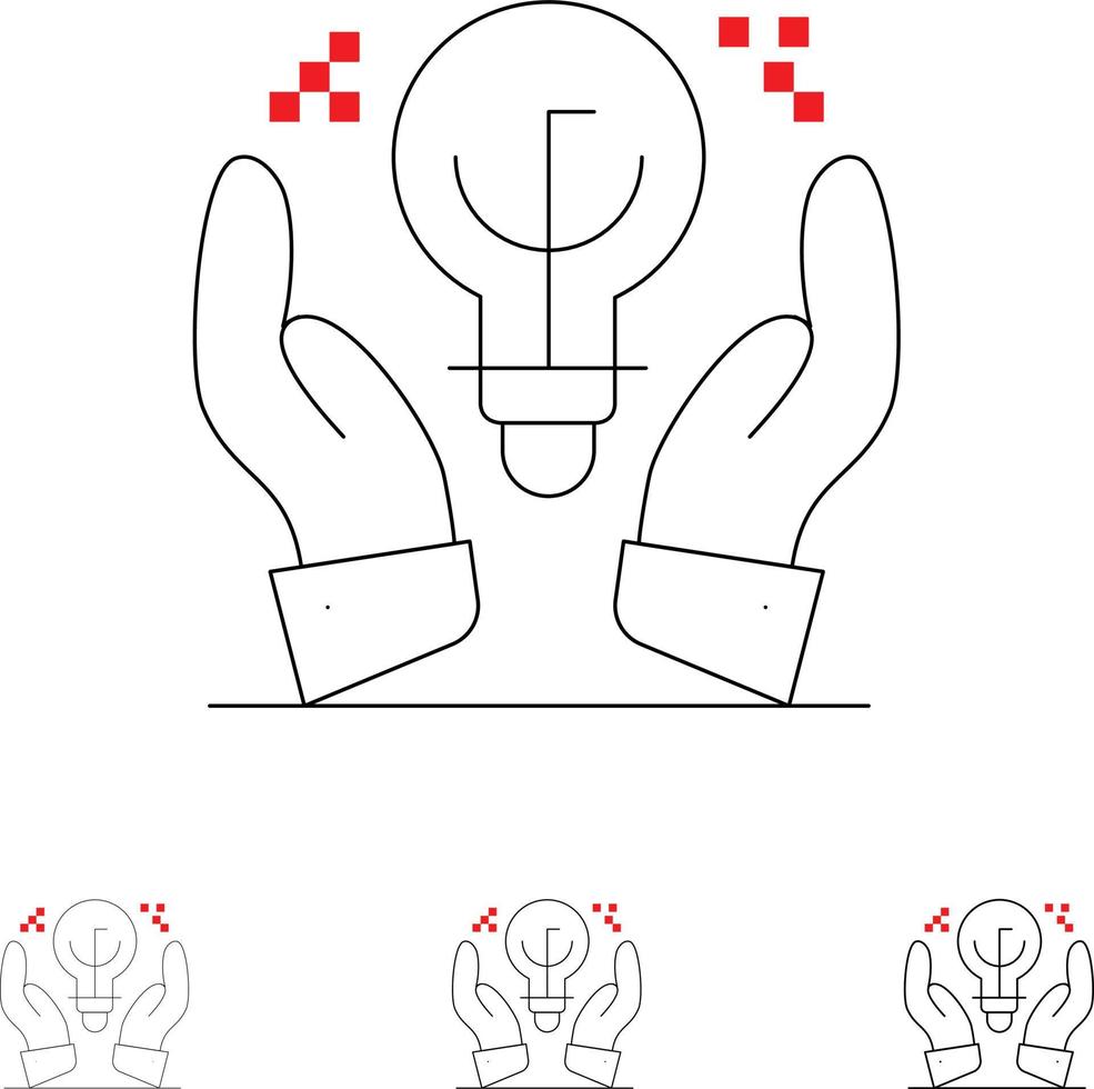 protetta idee attività commerciale idea mano grassetto e magro nero linea icona impostato vettore