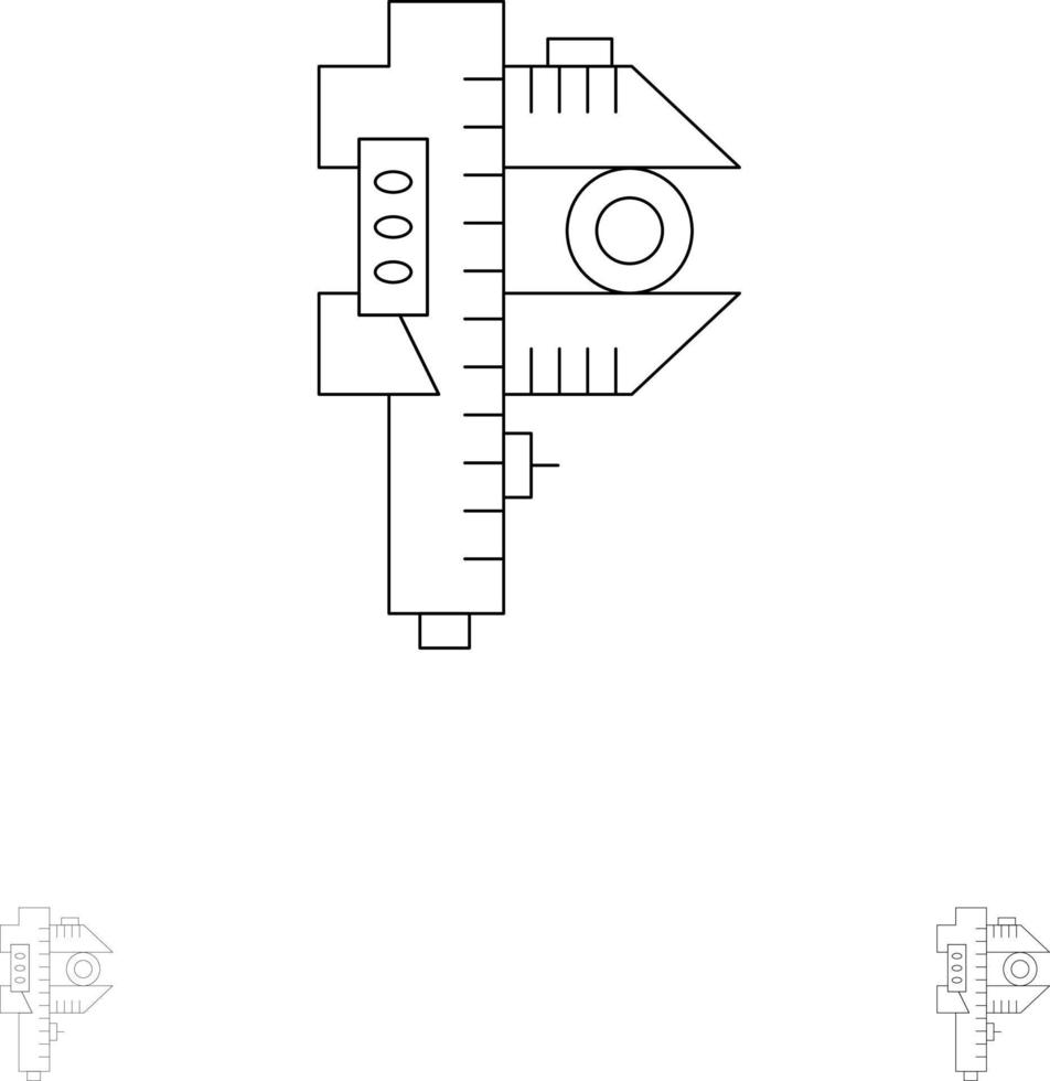 misurazione precisione misurare piccolo minuscolo grassetto e magro nero linea icona impostato vettore