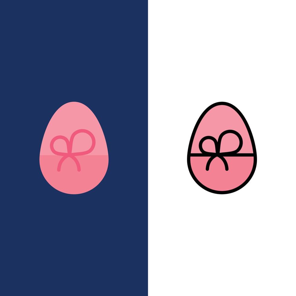 uovo regalo Pasqua natura icone piatto e linea pieno icona impostato vettore blu sfondo