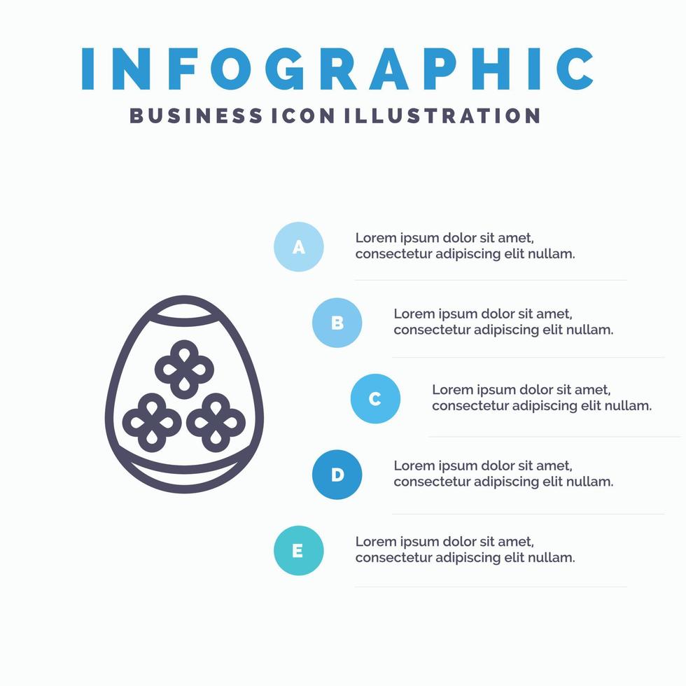 Pasqua uovo uovo vacanza vacanze linea icona con 5 passaggi presentazione infografica sfondo vettore