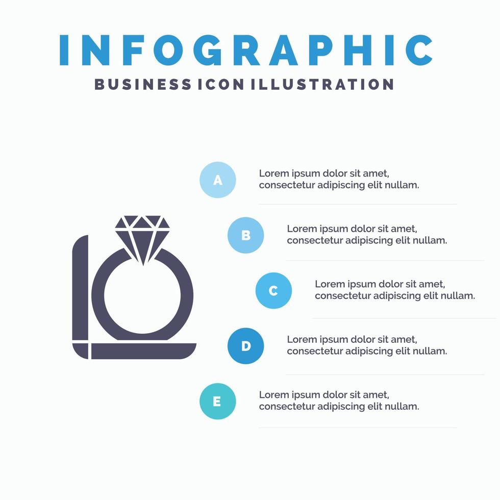 squillare diamante regalo scatola infografica presentazione modello 5 passaggi presentazione vettore