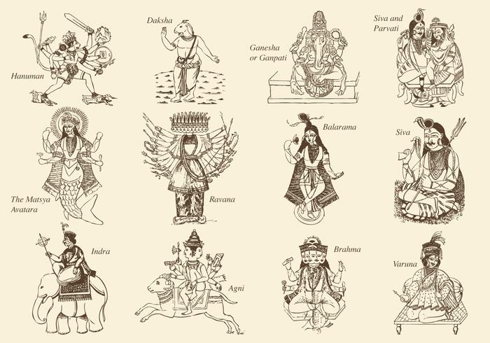 Hinduism Gods And Goddess vettore