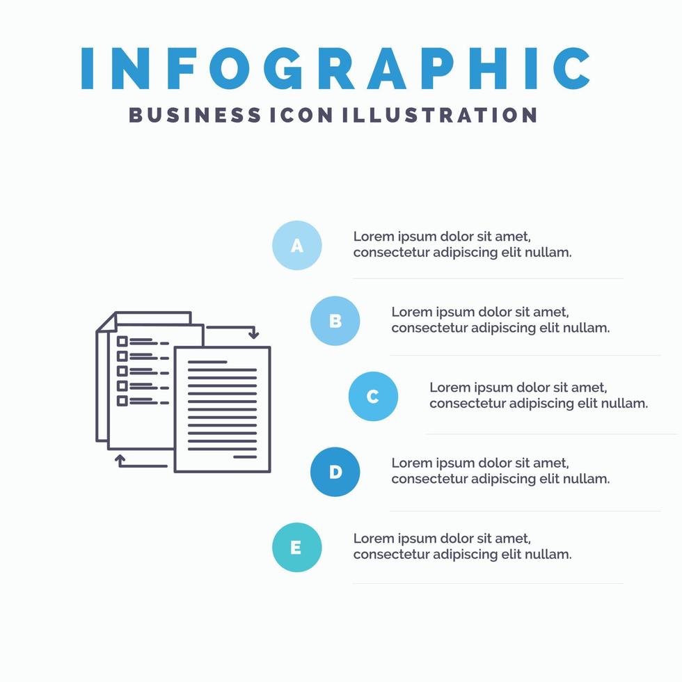 file Condividere trasferimento wlan Condividere esso linea icona con 5 passaggi presentazione infografica sfondo vettore