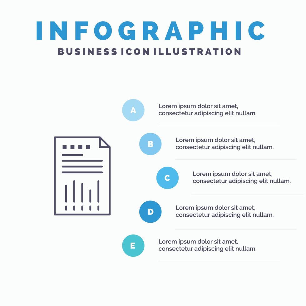 foglio elettronico attività commerciale dati finanziario grafico carta rapporto linea icona con 5 passaggi presentazione infograph vettore
