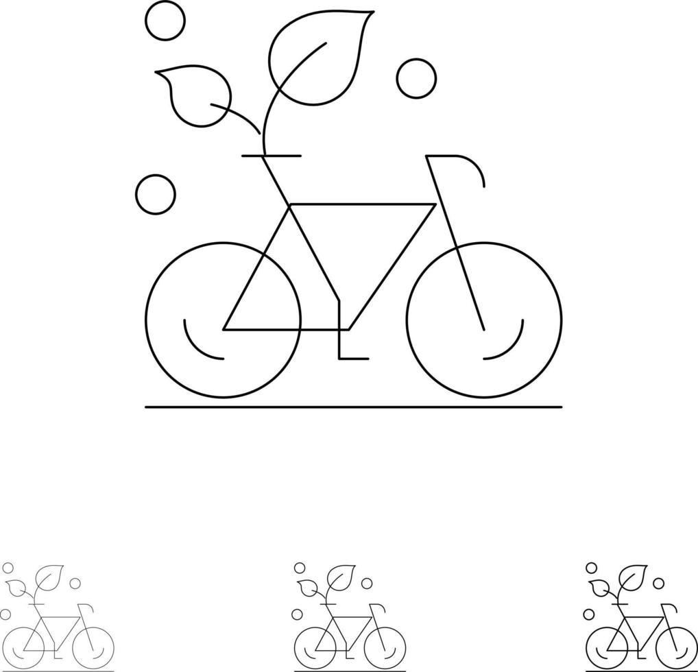 ciclo eco amichevole pianta ambiente grassetto e magro nero linea icona impostato vettore
