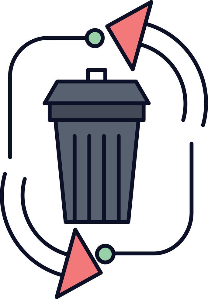 rifiuto disposizione spazzatura gestione riciclare piatto colore icona vettore
