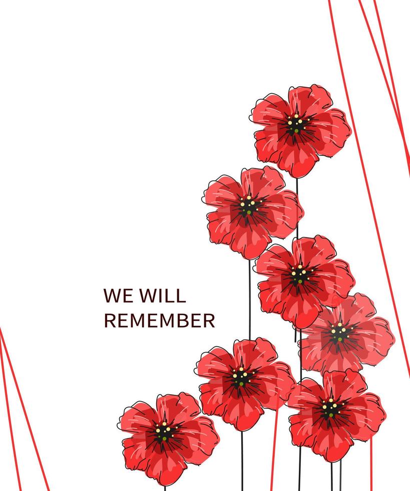 vettore scarabocchio illustrazione di un' luminosa rosso papavero fiore. ricordo giorno, memoriale giorno, anzac giorno.