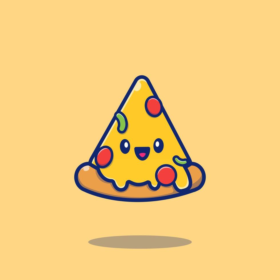 carino pezzo Pizza cartone animato vettore icona illustrazione. cibo icona concetto isolato premio vettore. piatto cartone animato stile