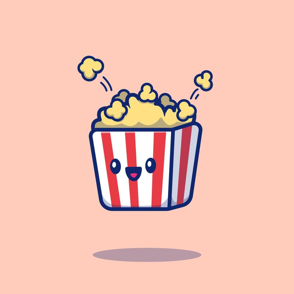 illustrazione dell'icona di vettore del fumetto di popcorn carino. cibo icona concetto isolato premium vettore. stile cartone animato piatto