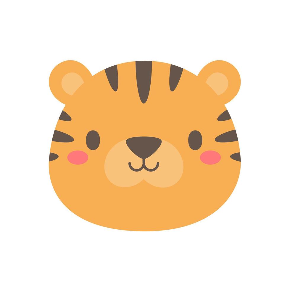tigre vettore. carino animale viso design per bambini vettore
