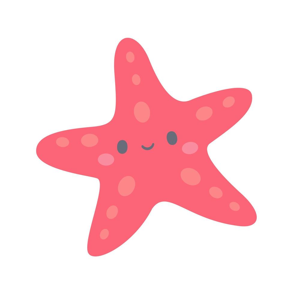 cartone animato stella marina. carino mare creature su il spiaggia di il oceano vettore