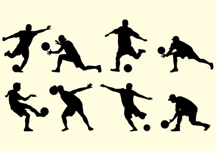 Silhouette di giocatori di Kickball vettore