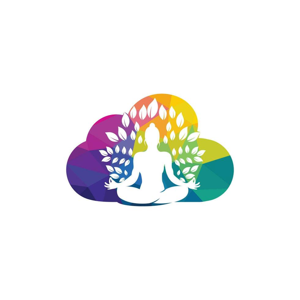 nube yoga logo vettore con concetto stile.