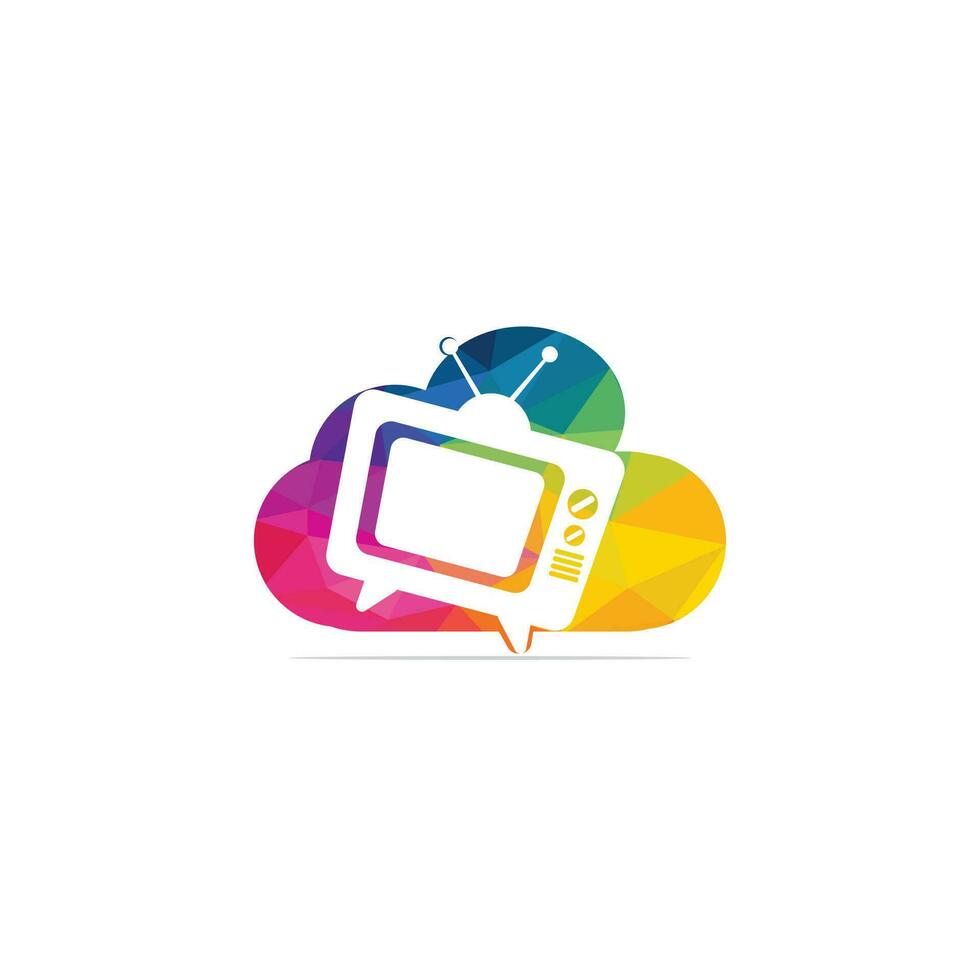 tv nube logo design. nube calcolo tv cartello. vettore