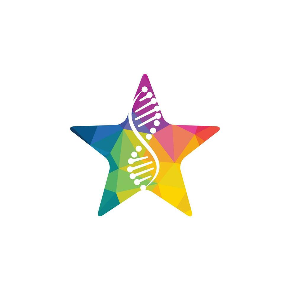 scienza genetica e stella vettore logo design. genetico analisi, ricerca biotech codice dna. biotecnologia genoma cromosoma.