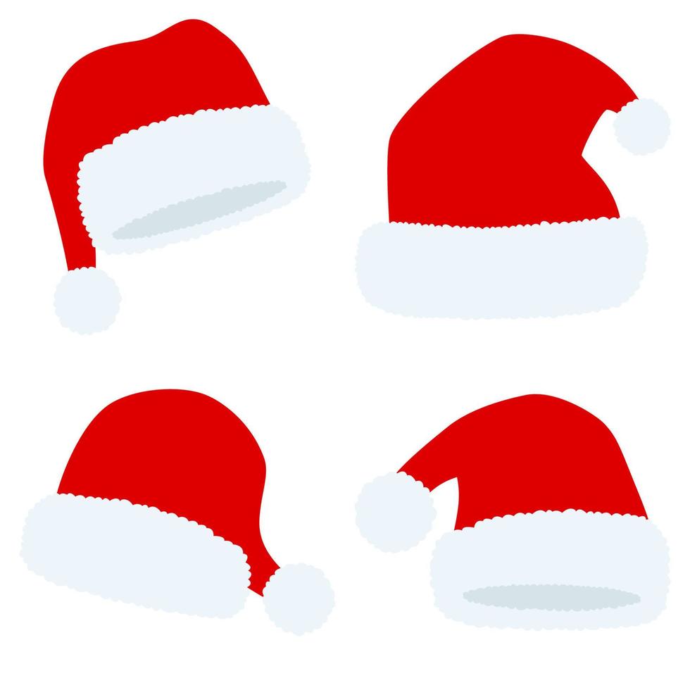 impostato di Santa Claus cappello isolato su bianca sfondo vettore