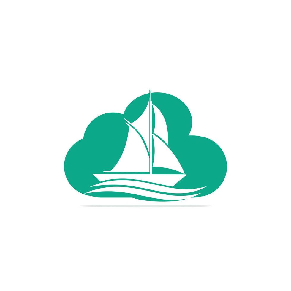yacht nube forma logo design. yachting club o yacht sport squadra vettore logo design. marino viaggio avventura o yachting campionato o andare in barca viaggio torneo.
